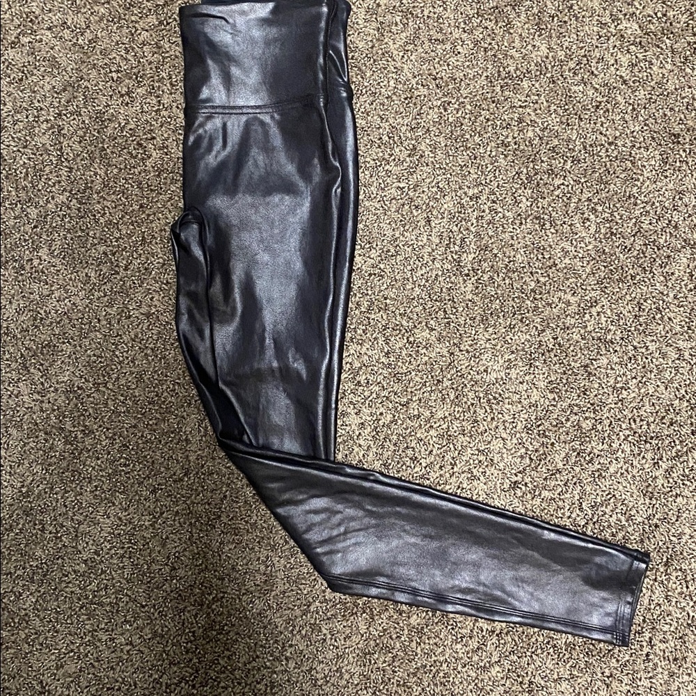 SPANX Black Faux Leather Leggings - Only worn once